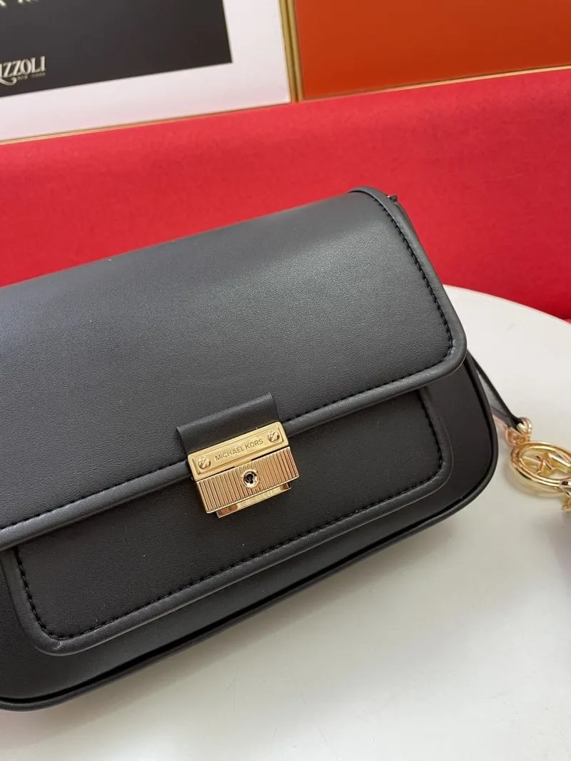 MK H2033 Black Leather Crossbody Shoulder Bag 24x16x8CM - Image 4