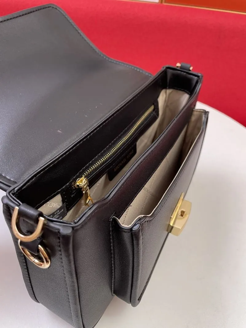 MK H2033 Black Leather Crossbody Shoulder Bag 24x16x8CM - Image 8