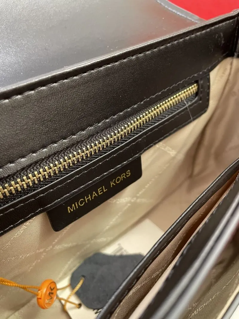 MK H2033 Black Leather Crossbody Shoulder Bag 24x16x8CM - Image 9