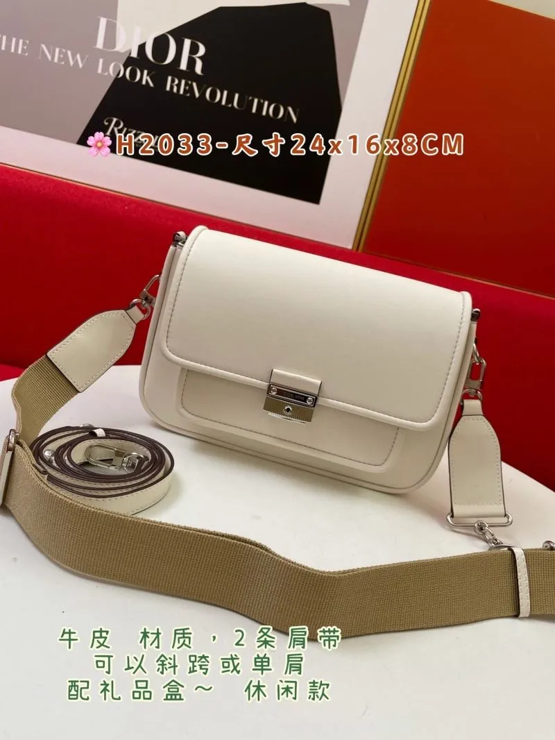 MK White Leather Satchel Bag H2033 Crossbody Shoulder Bag