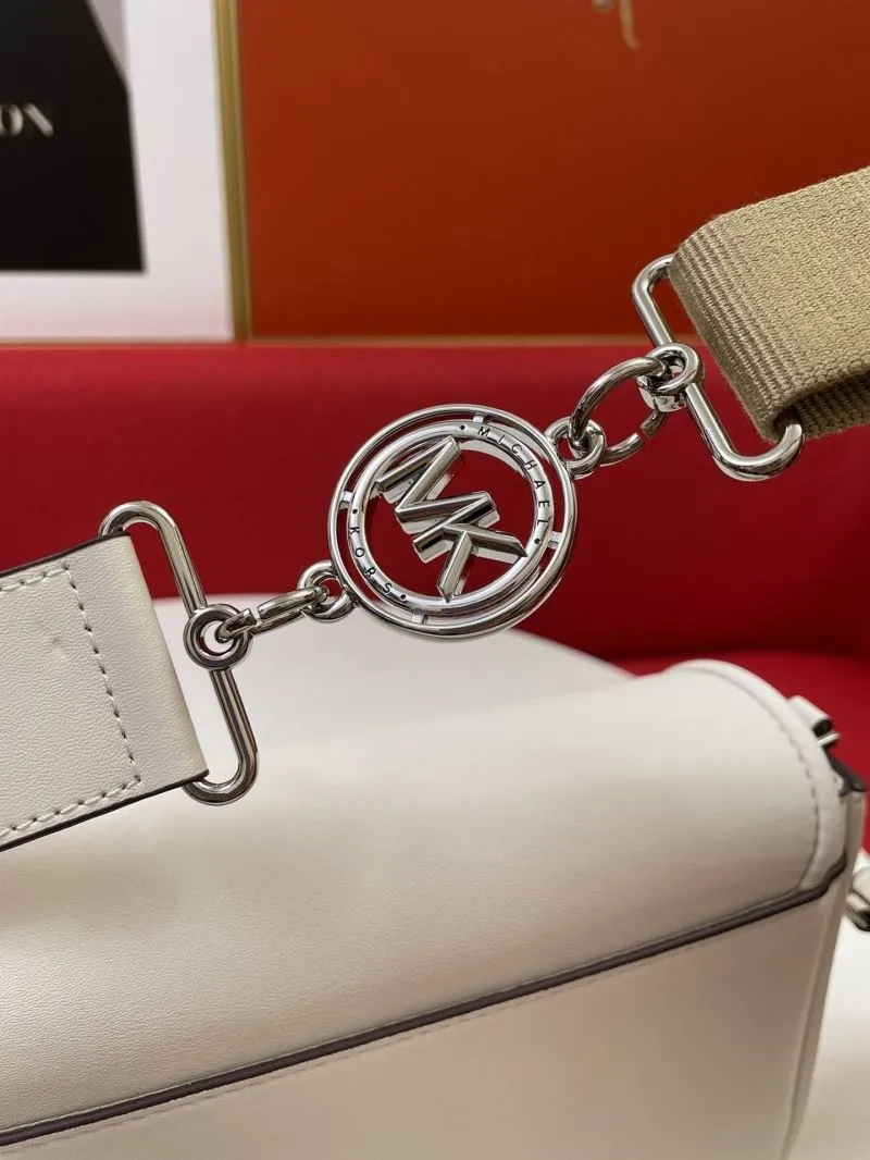 MK White Leather Satchel Bag H2033 Crossbody Shoulder Bag - Image 5
