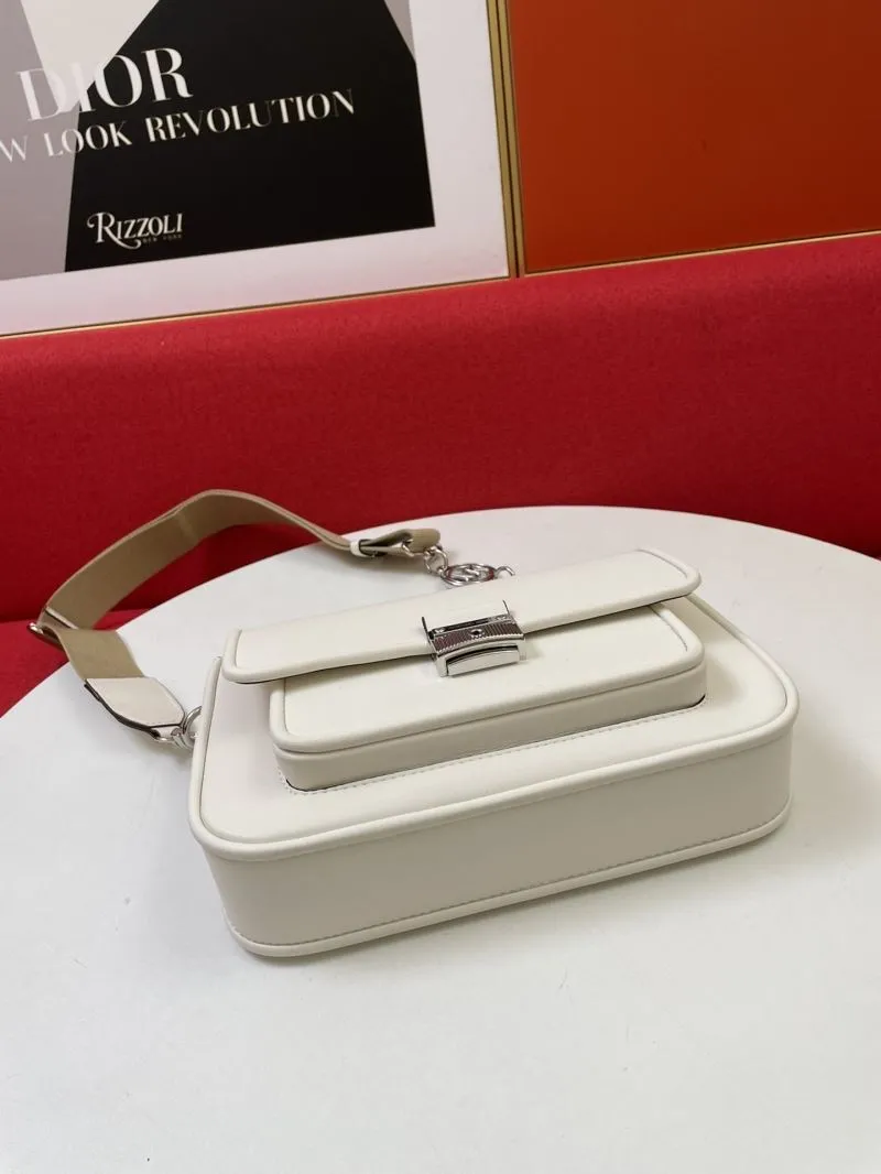MK White Leather Satchel Bag H2033 Crossbody Shoulder Bag - Image 6