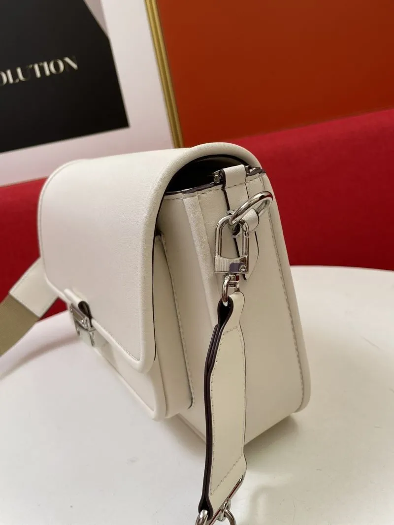 MK White Leather Satchel Bag H2033 Crossbody Shoulder Bag - Image 7