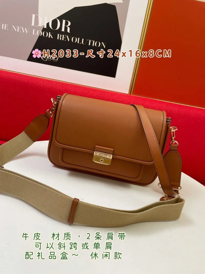 Michael Kors Brown Leather Crossbody Satchel Bag H2033 - Image 3