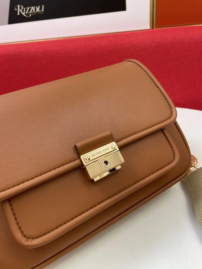 Michael Kors Brown Leather Crossbody Satchel Bag H2033 - Image 4