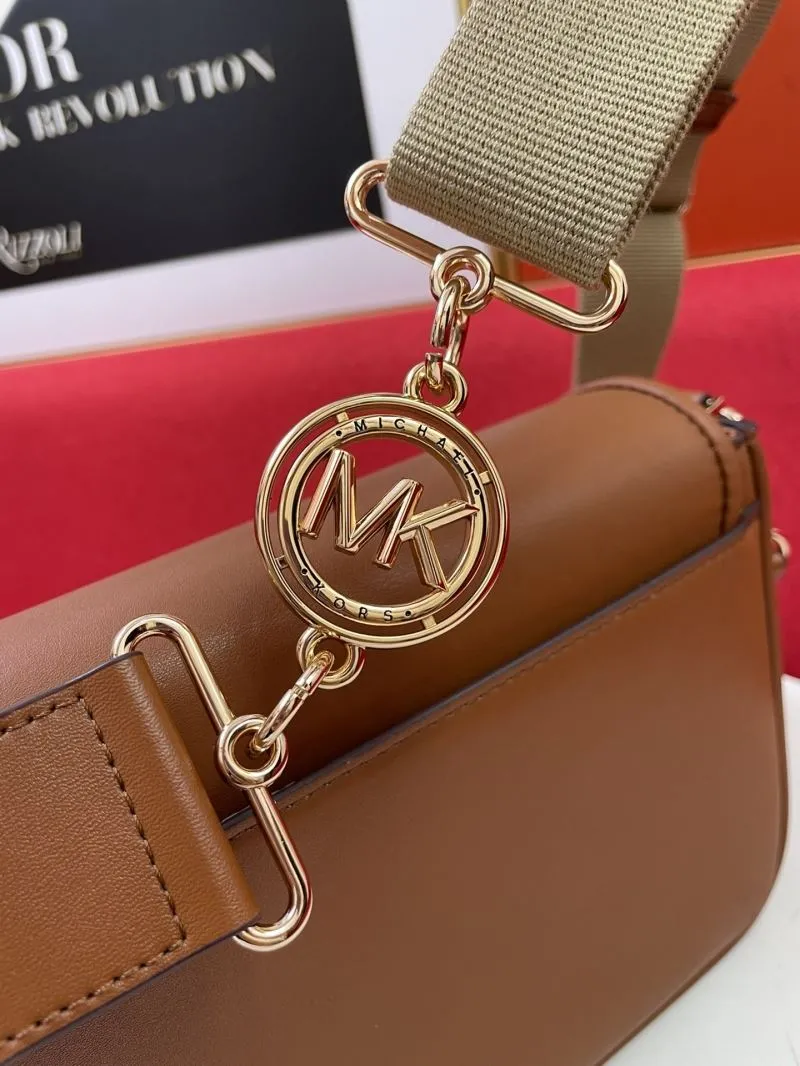 Michael Kors Brown Leather Crossbody Satchel Bag H2033 - Image 5