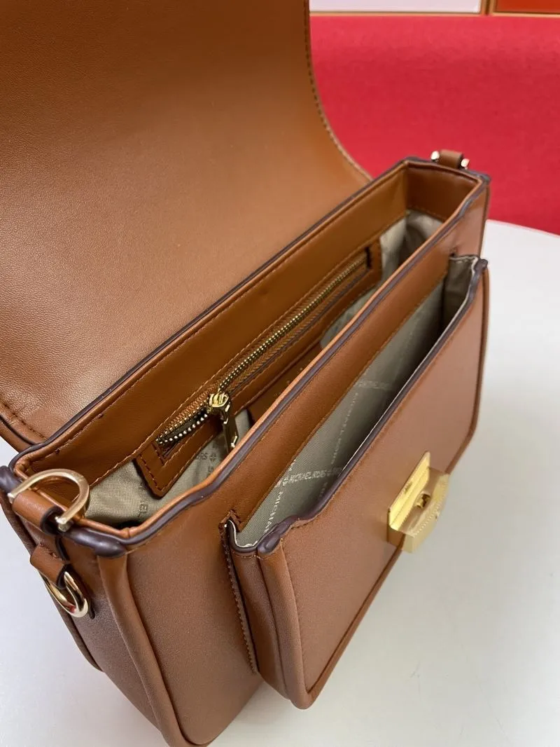 Michael Kors Brown Leather Crossbody Satchel Bag H2033 - Image 8
