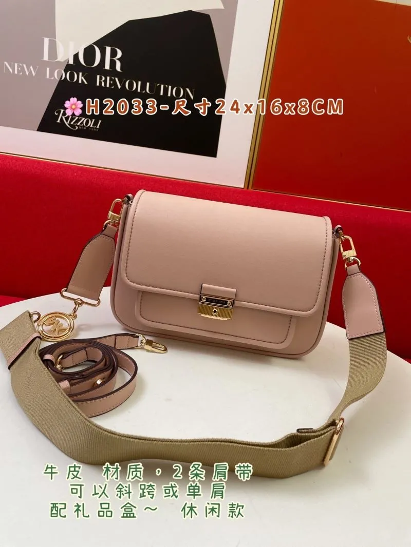 Alternative view of MK H2033 Pink Leather Crossbody Satchel Bag