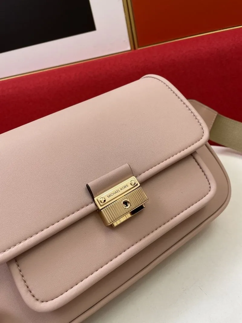 MK H2033 Pink Leather Crossbody Satchel Bag - Image 4