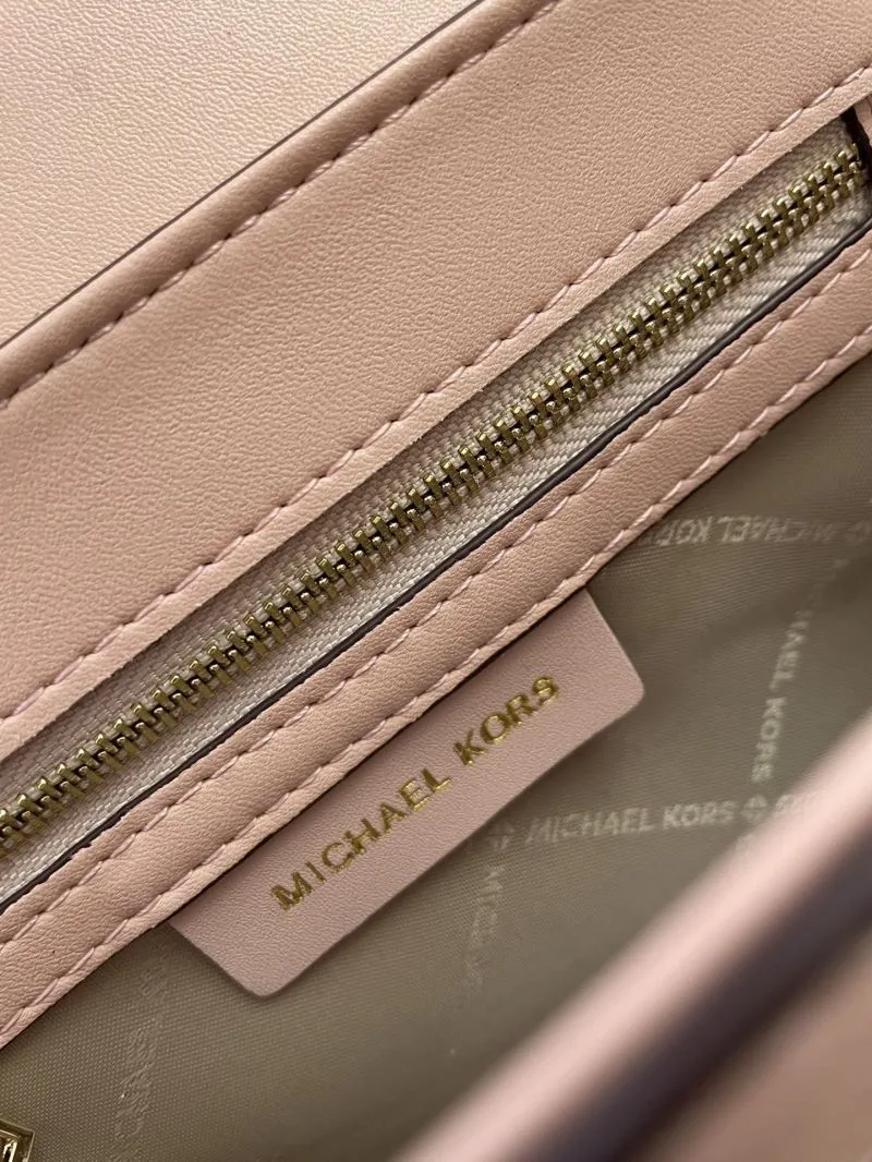 MK H2033 Pink Leather Crossbody Satchel Bag - Image 9