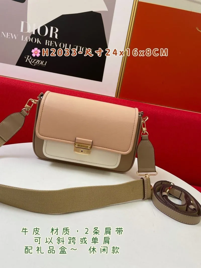 Alternative view of MK H2033 Beige White Leather Crossbody Satchel Bag