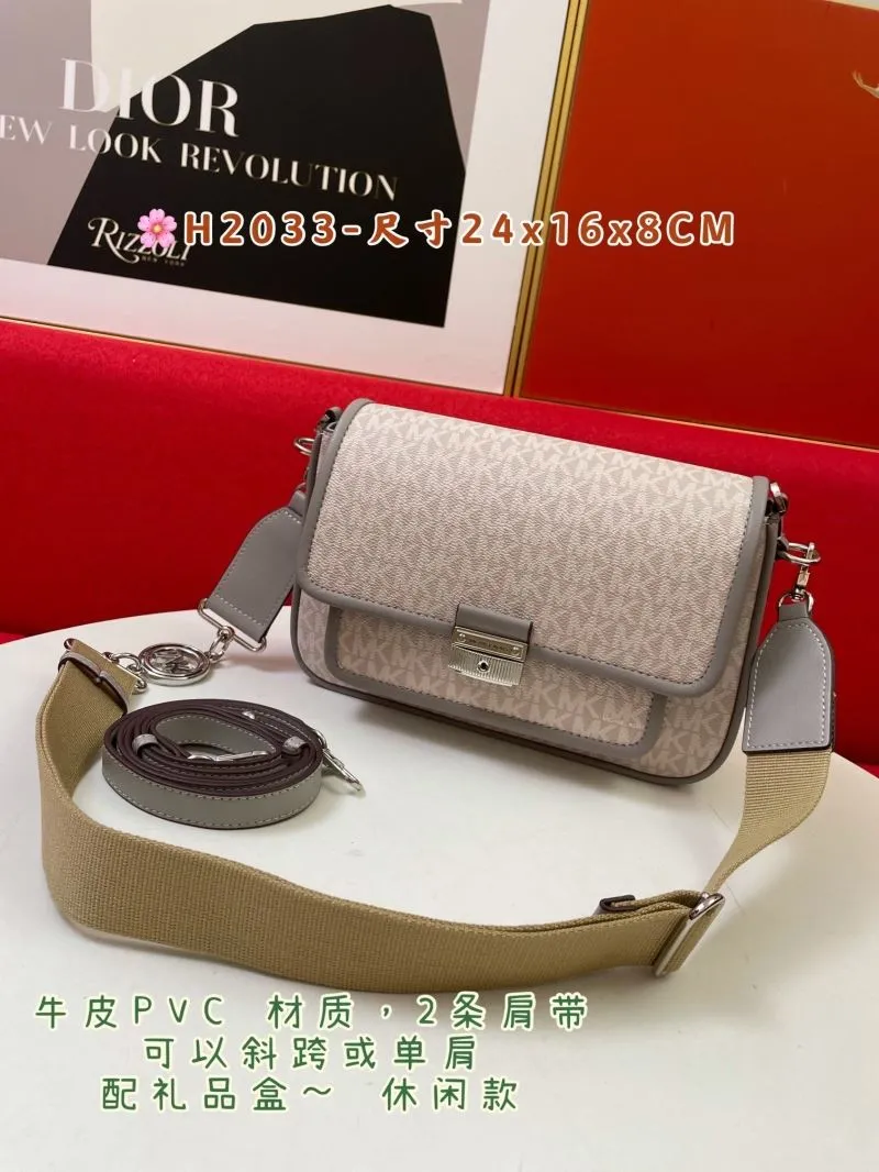 MK H2033 Monogram Crossbody Satchel Bag