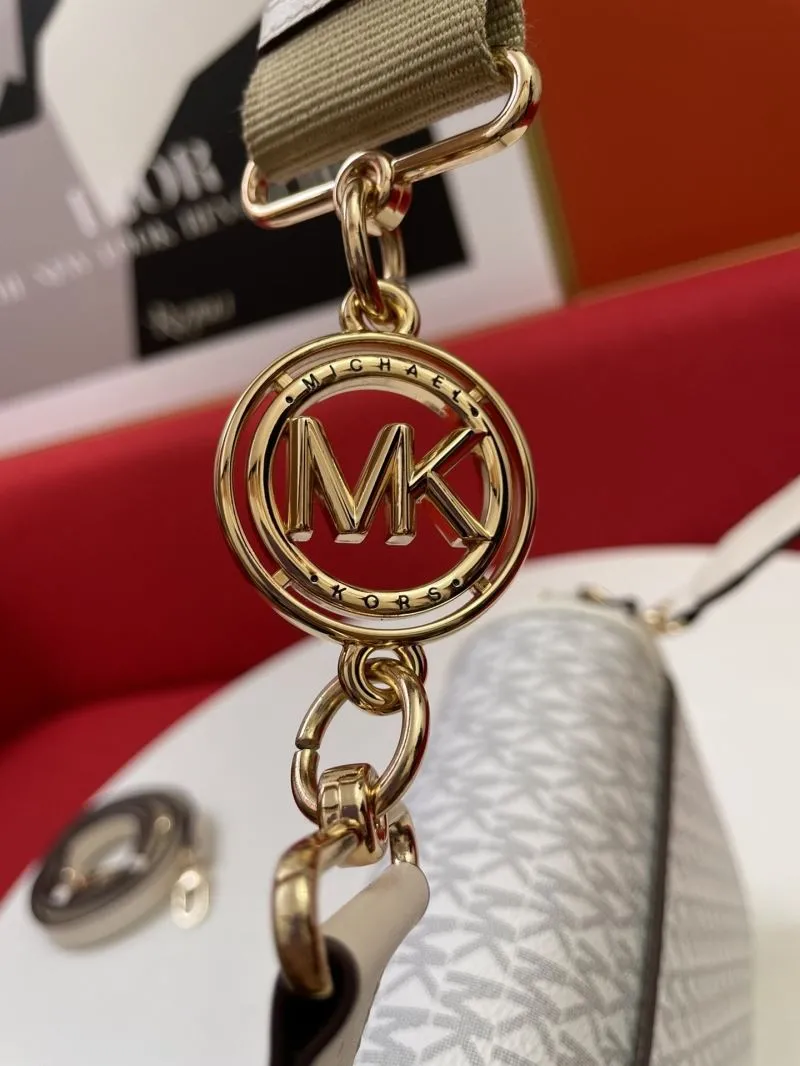 MK White Monogram Satchel Bag with Two Shoulder Straps - Image 5