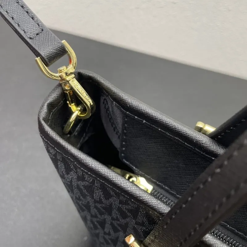 Michael Kors Black Monogram Small Tote Crossbody Bag - Image 6