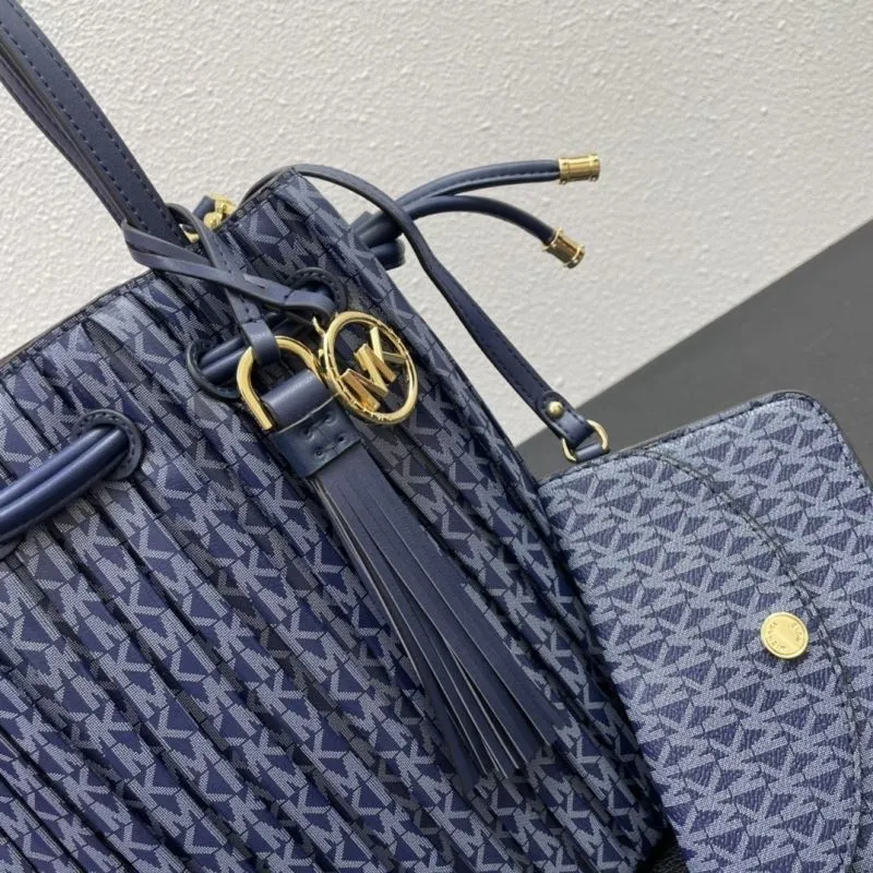 MK Navy Blue Bucket Bag with Pouch Model J9699 - Image 4