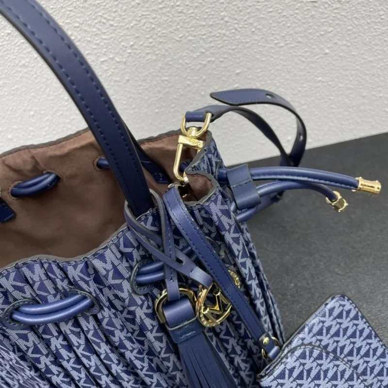 MK Navy Blue Bucket Bag with Pouch Model J9699 - Image 6