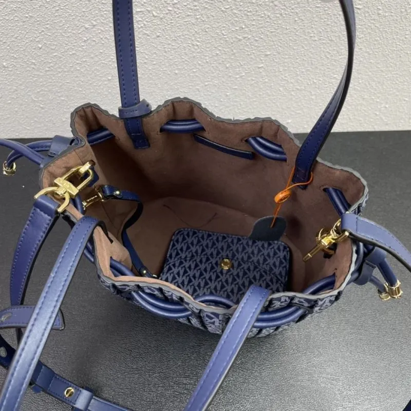 MK Navy Blue Bucket Bag with Pouch Model J9699 - Image 8
