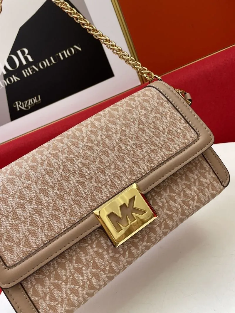 MK Beige Monogram Crossbody Shoulder Bag 26cm - Image 5