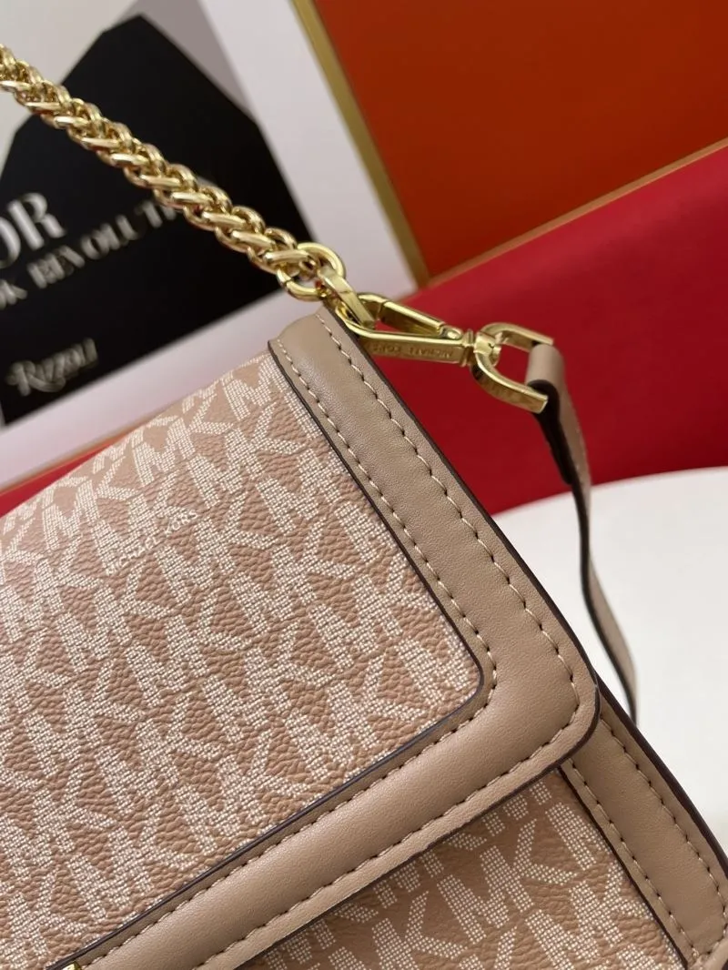 MK Beige Monogram Crossbody Shoulder Bag 26cm - Image 6