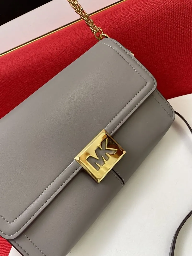 MK Gray Leather Shoulder Crossbody Bag - Image 5