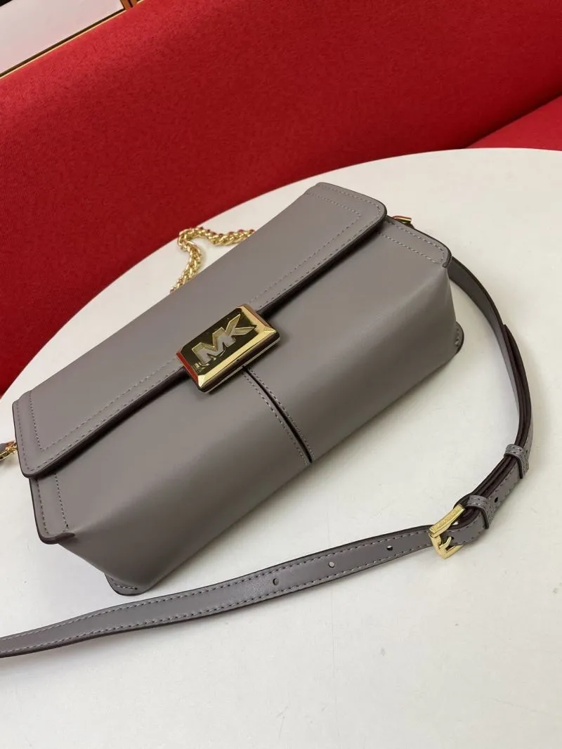 MK Gray Leather Shoulder Crossbody Bag - Image 7