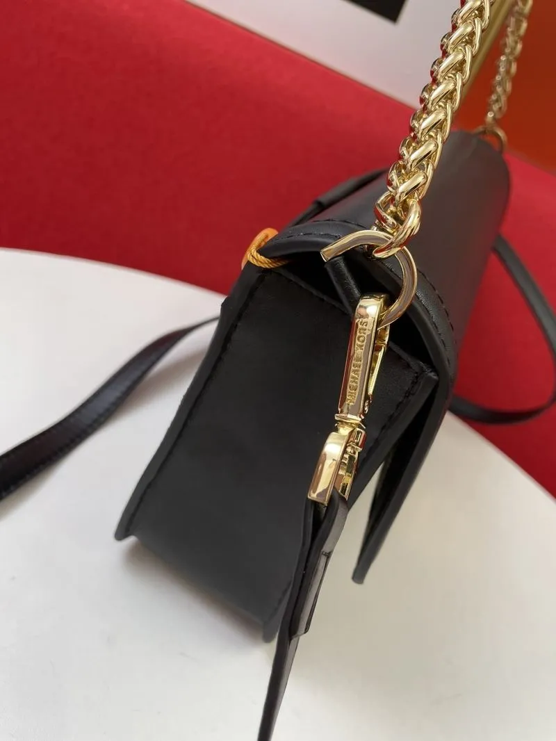 MK Black Leather Shoulder Crossbody Bag - Image 4