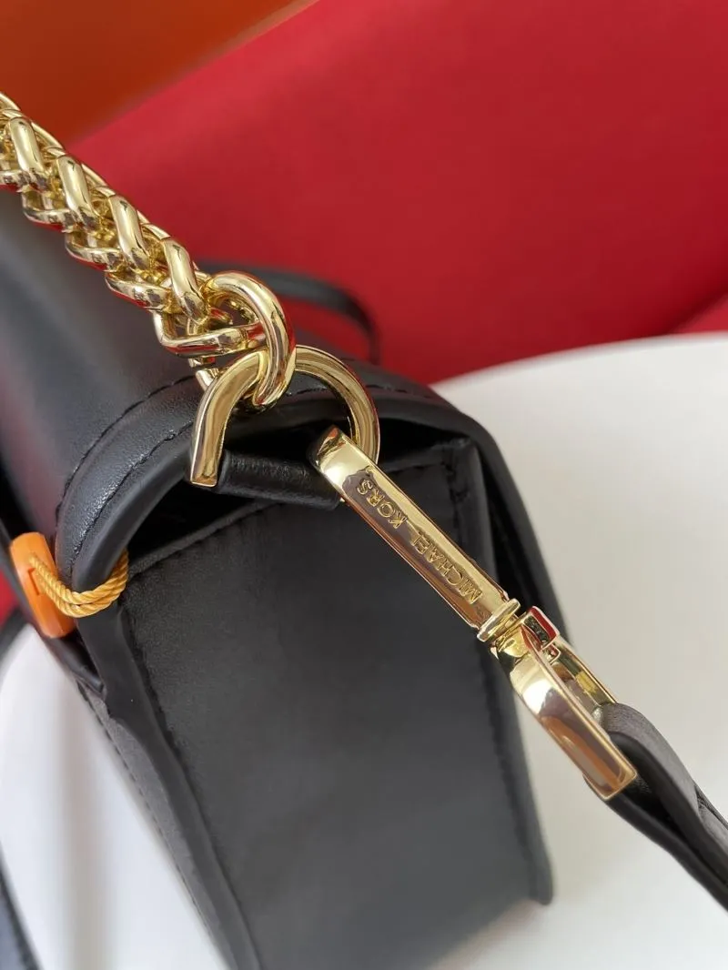 MK Black Leather Shoulder Crossbody Bag - Image 5