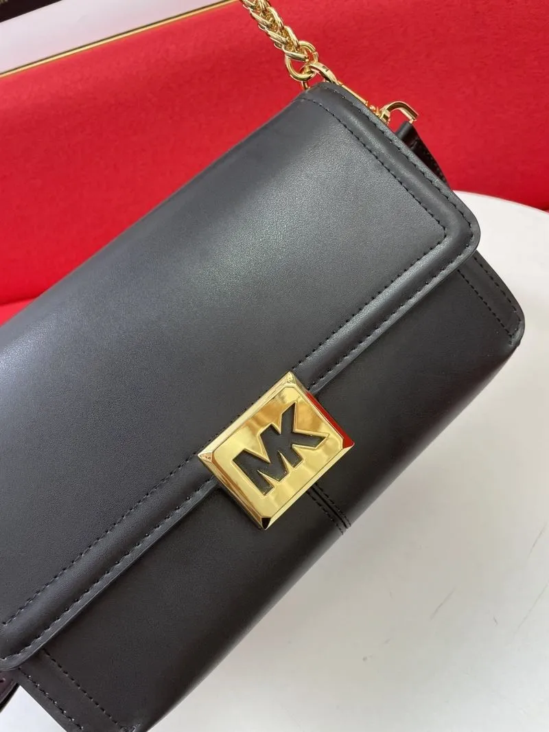 MK Black Leather Shoulder Crossbody Bag - Image 6