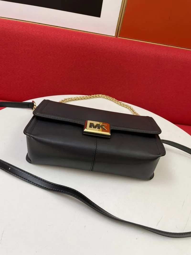 MK Black Leather Shoulder Crossbody Bag - Image 7