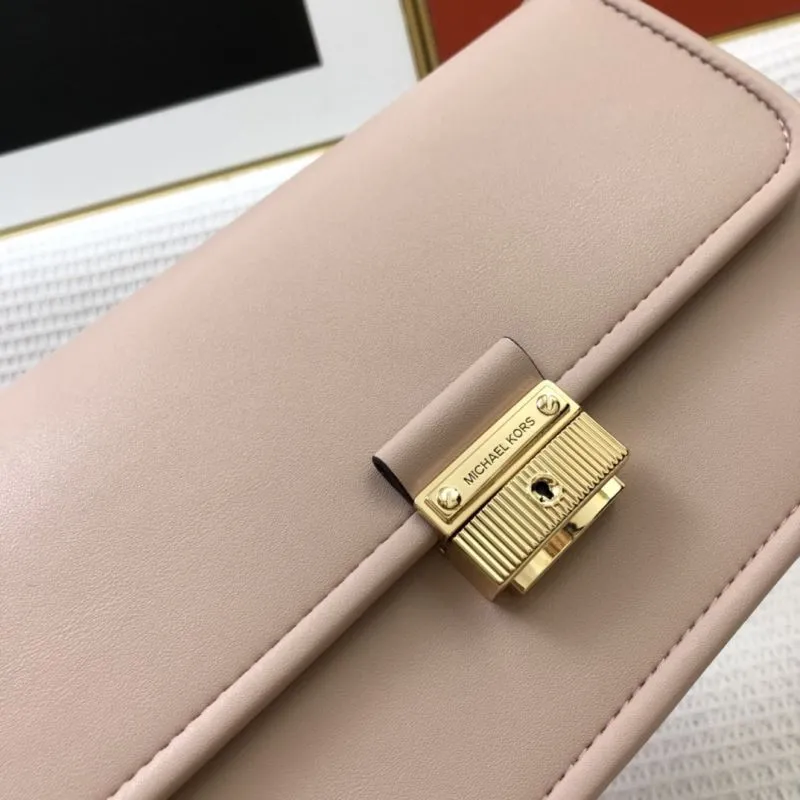 MK Nude Pink Leather Shoulder Bag H2031 26cm - Image 4