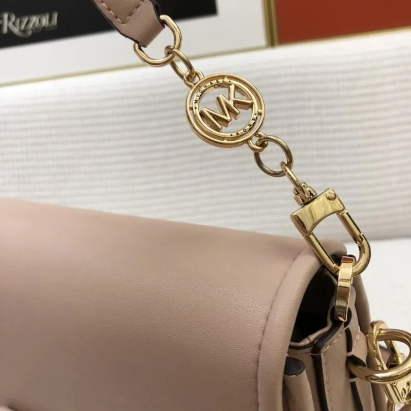 MK Nude Pink Leather Shoulder Bag H2031 26cm - Image 6