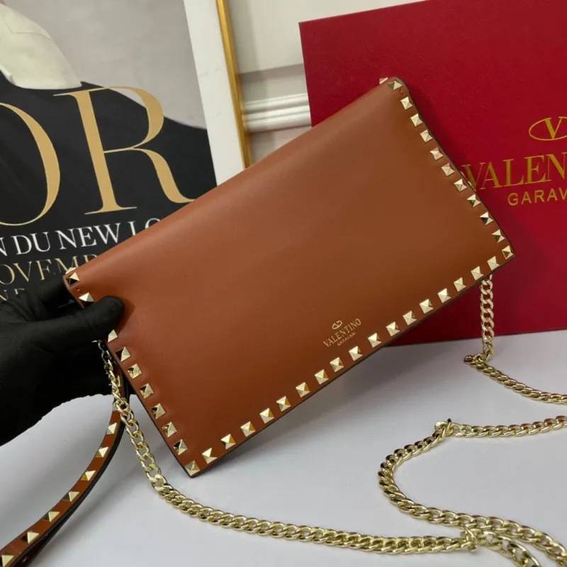 Valentino Gold Studded Leather Clutch Bag - Image 3