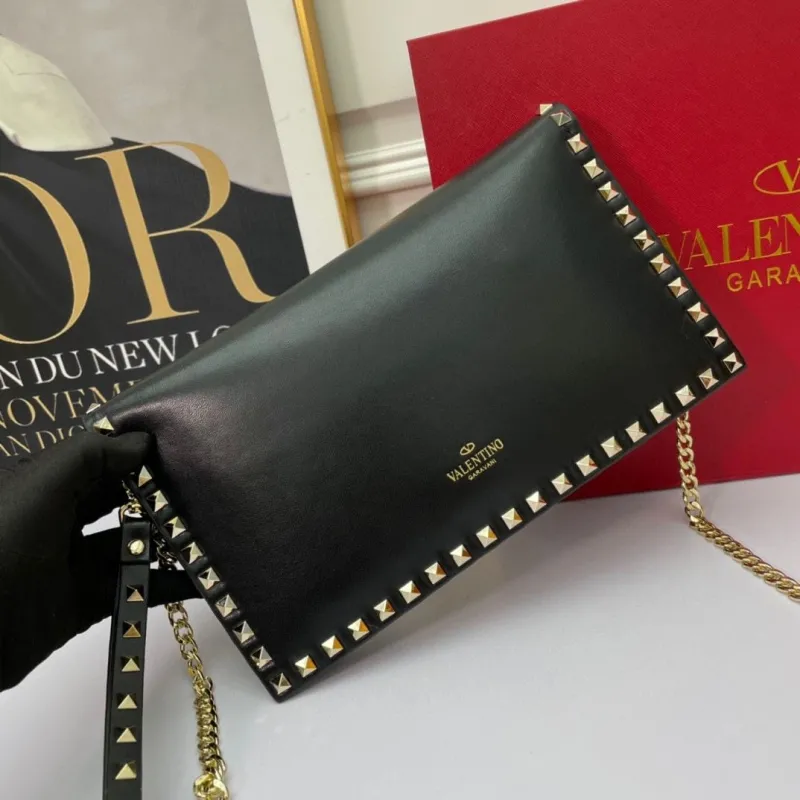 Valentino Gold Studded Leather Clutch Bag - Image 5