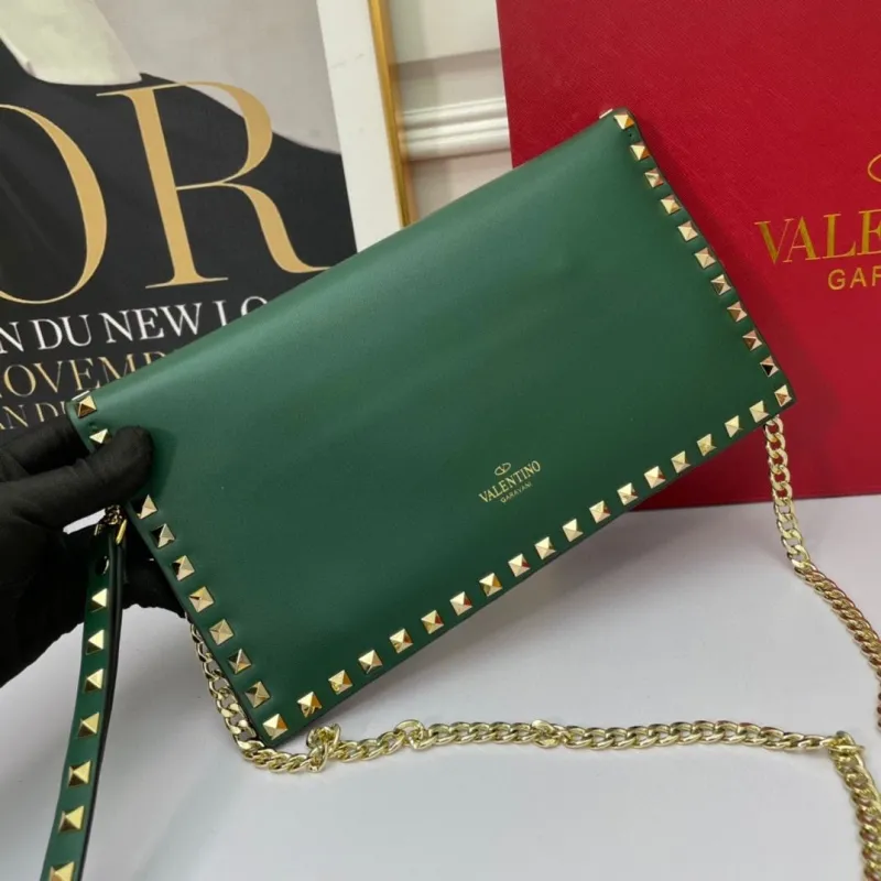 Valentino Gold Studded Leather Clutch Bag - Image 6