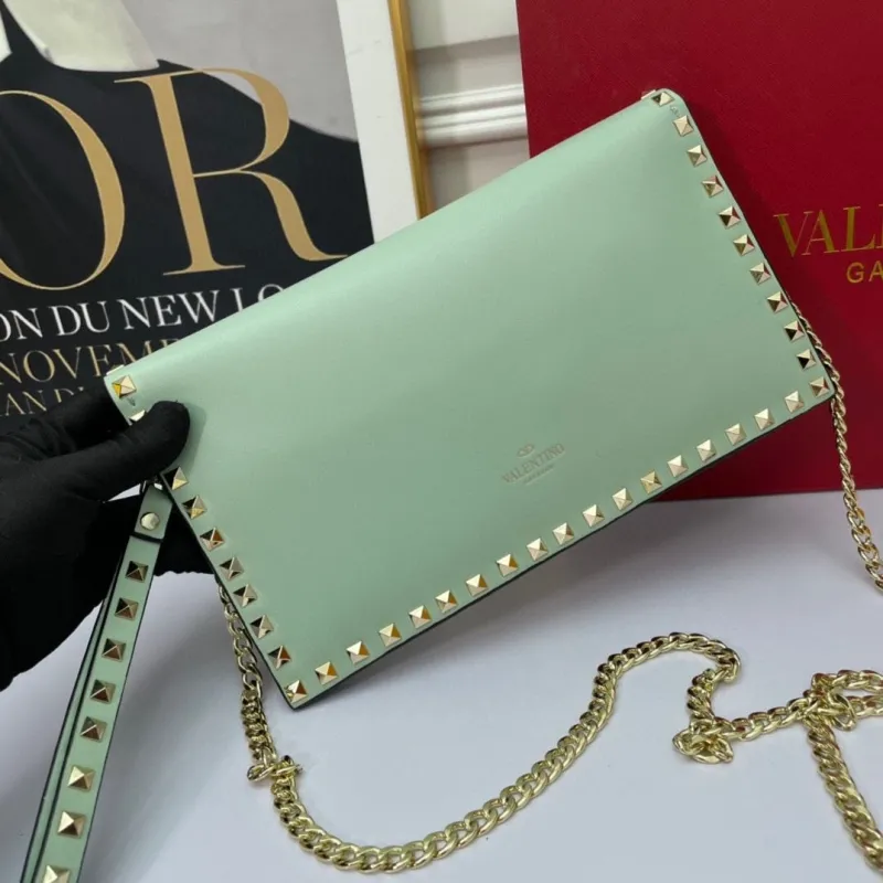 Valentino Gold Studded Leather Clutch Bag - Image 7