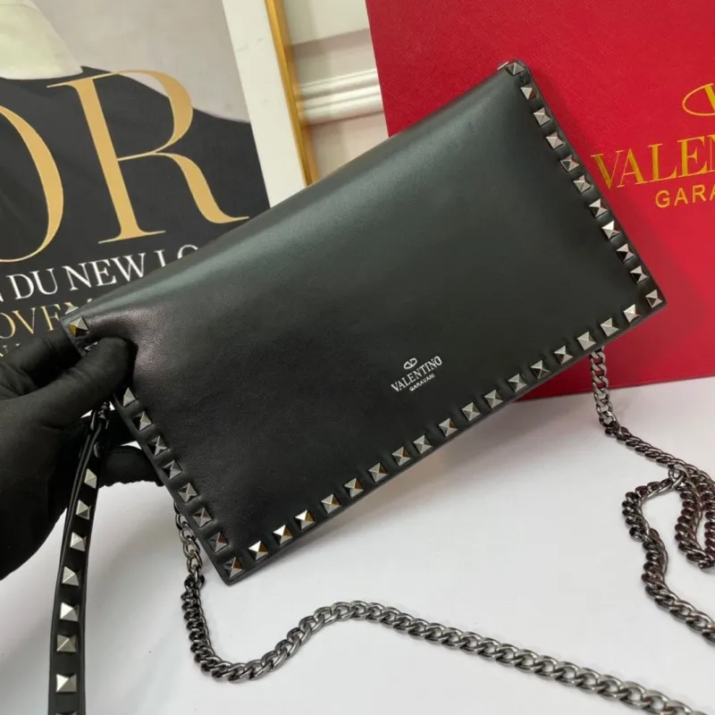 Valentino Gold Studded Leather Clutch Bag - Image 9