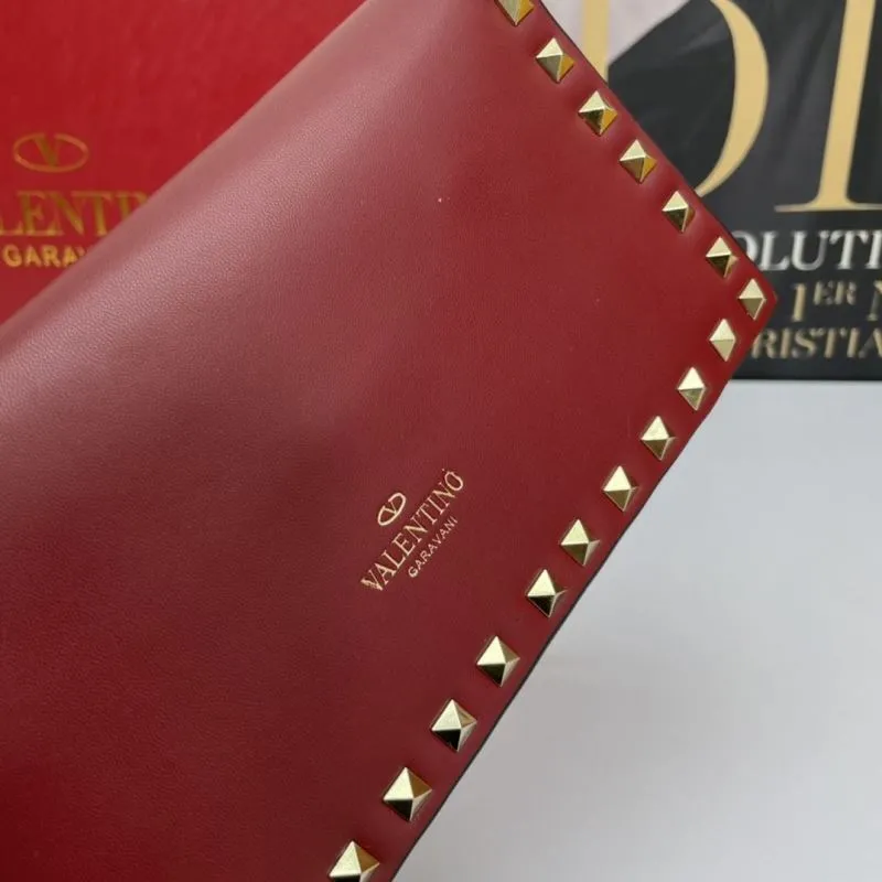 Valentino Red Rockstud Chain Clutch Bag - Image 5