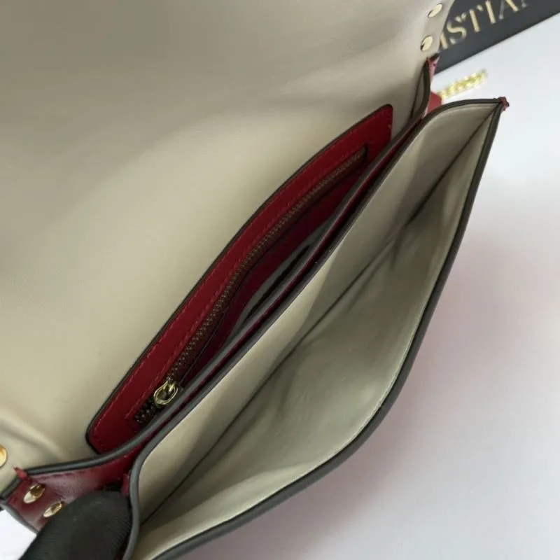 Valentino Red Rockstud Chain Clutch Bag - Image 7