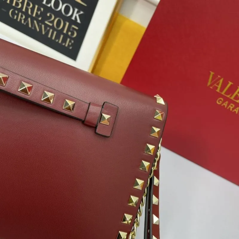 Valentino Burgundy Rockstud Clutch Bag - Image 6