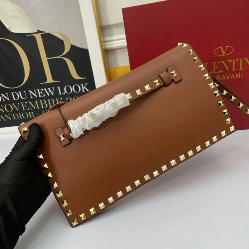 Alternative view of Valentino Brown Studded Chain Clutch Bag