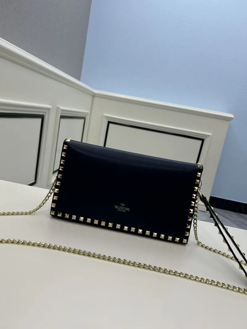 Valentino Black Studded Chain Strap Clutch Bag