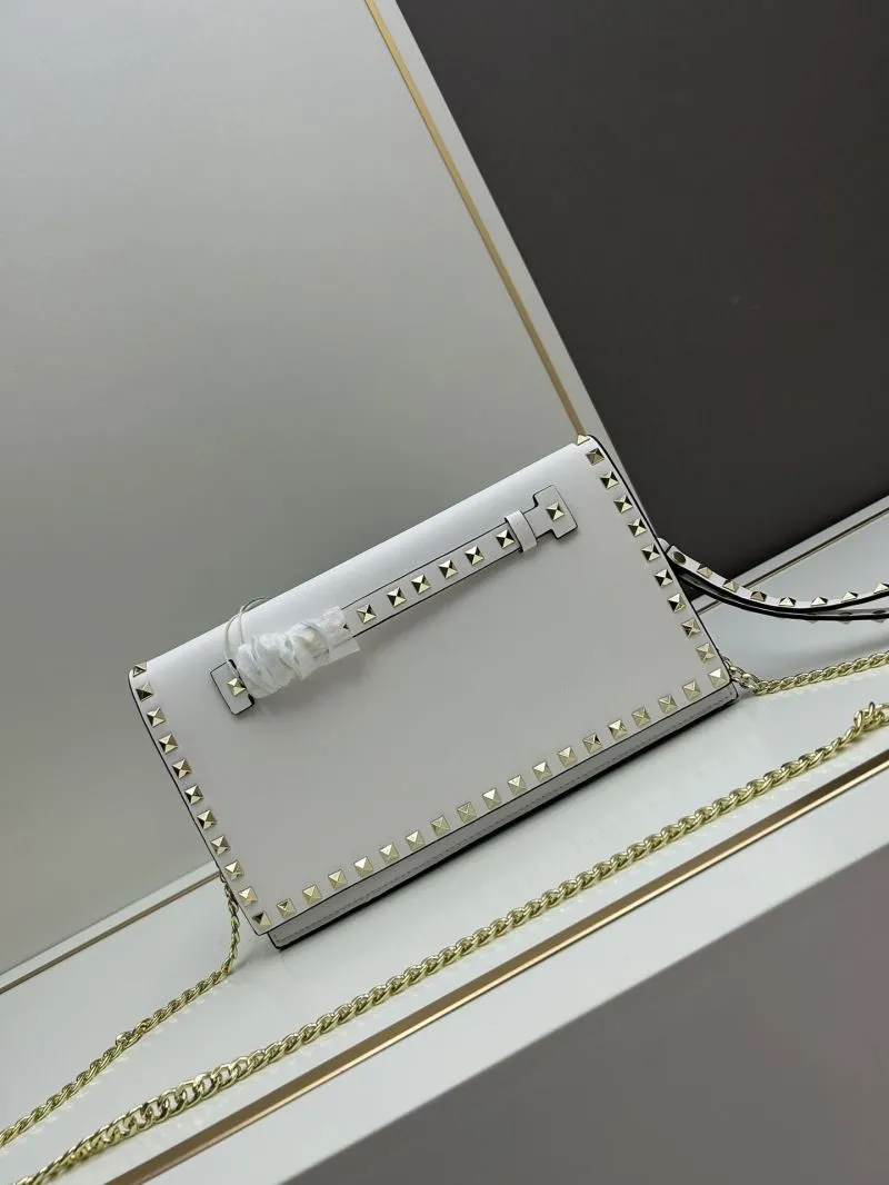Alternative view of Valentino White Gold Studded Clutch Bag