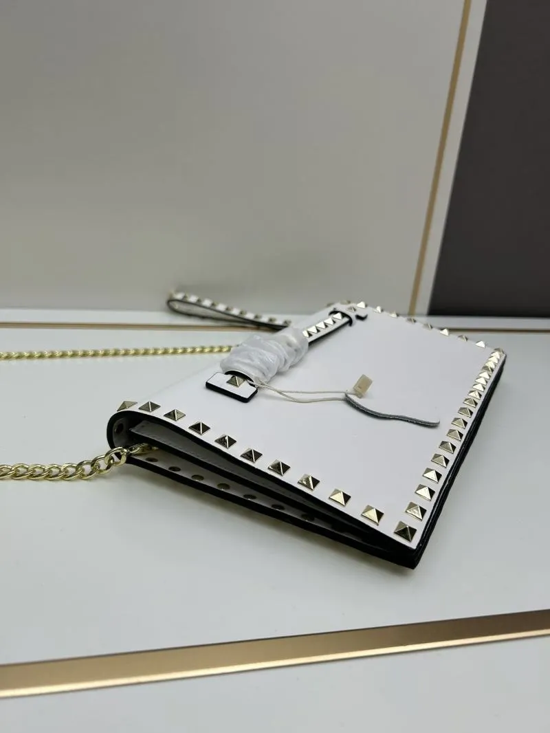 Valentino White Gold Studded Clutch Bag - Image 3