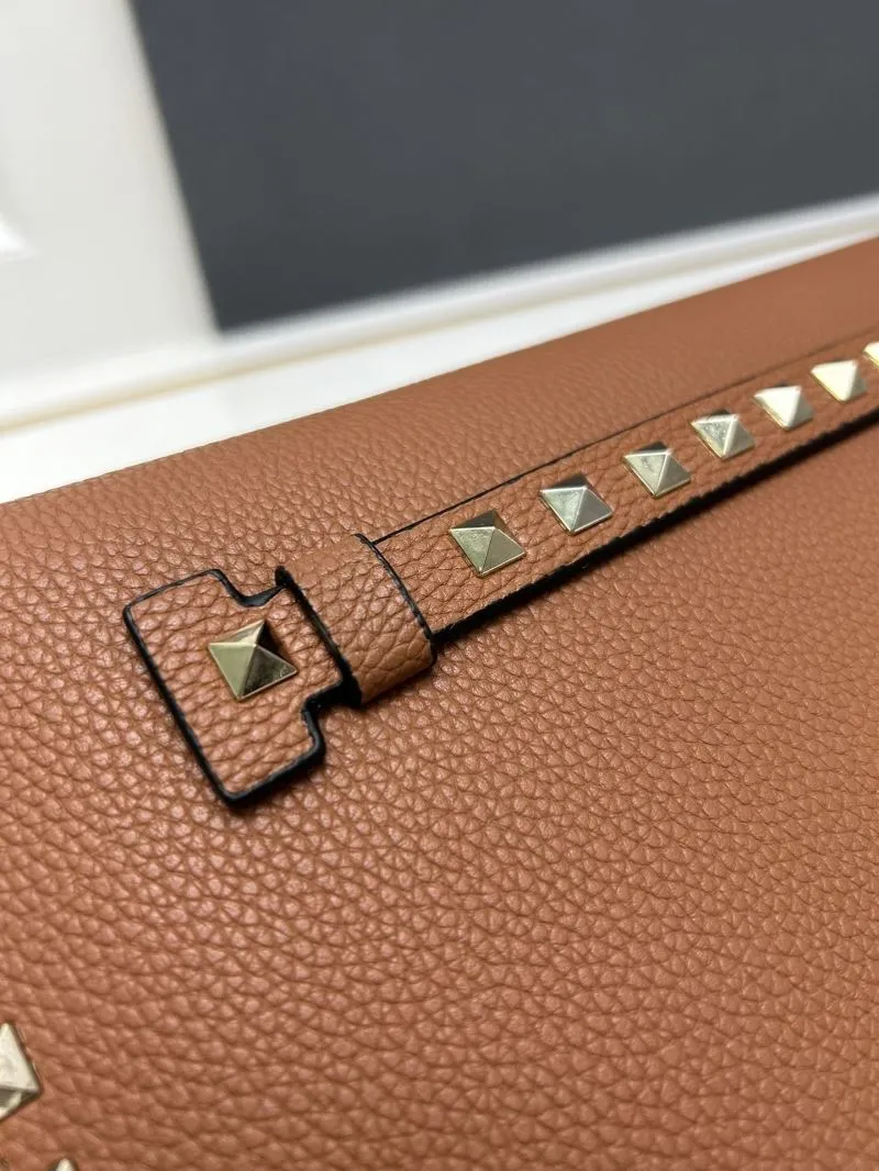 Valentino Brown Rockstud Clutch Bag Model 5028 - Image 5
