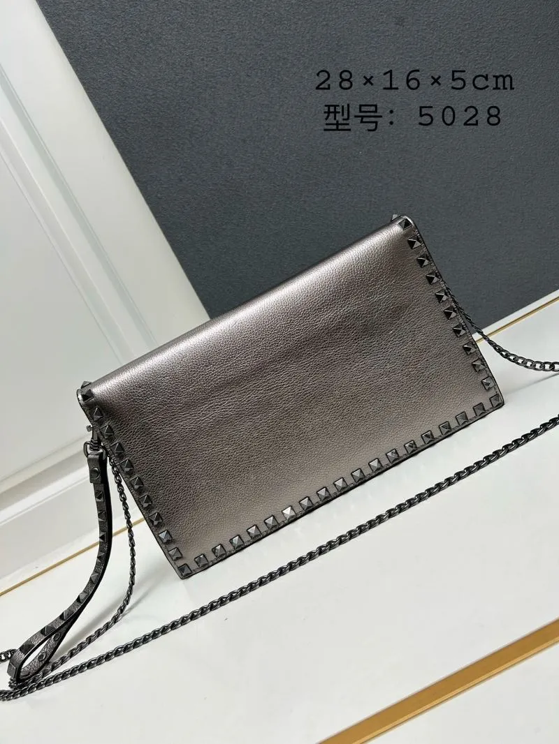 Alternative view of Valentino Metallic Gray Studded Clutch Bag Model 5028