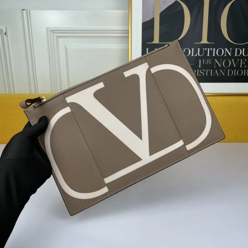 Valentino Taupe Leather Clutch Bag 42