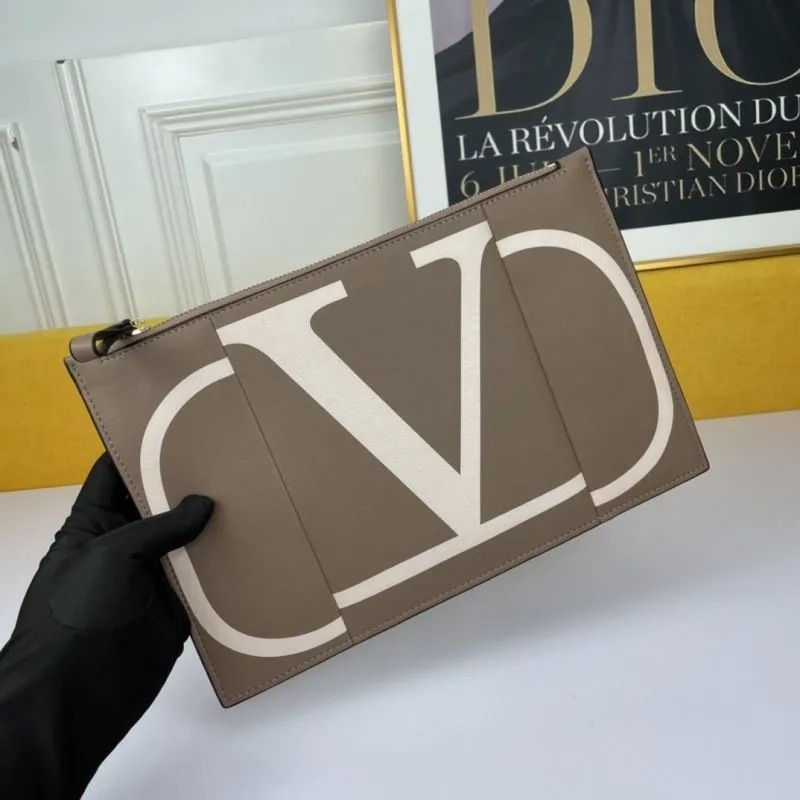Alternative view of Valentino Taupe Leather Clutch Bag 42