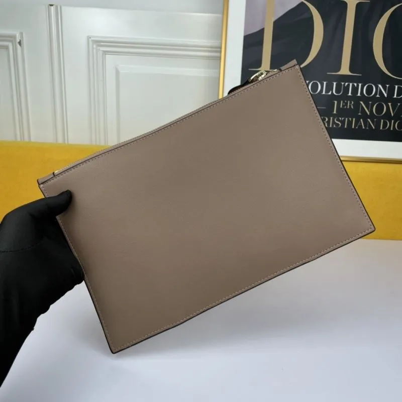 Valentino Taupe Leather Clutch Bag 42 - Image 4
