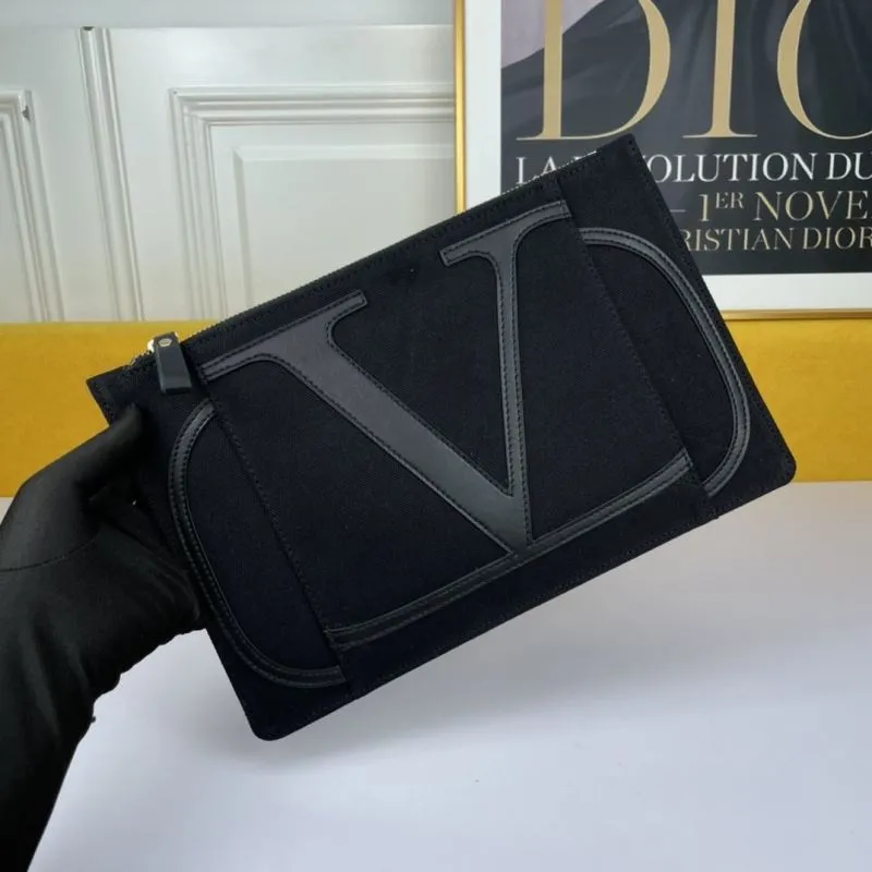 Valentino Black Canvas Clutch Bag