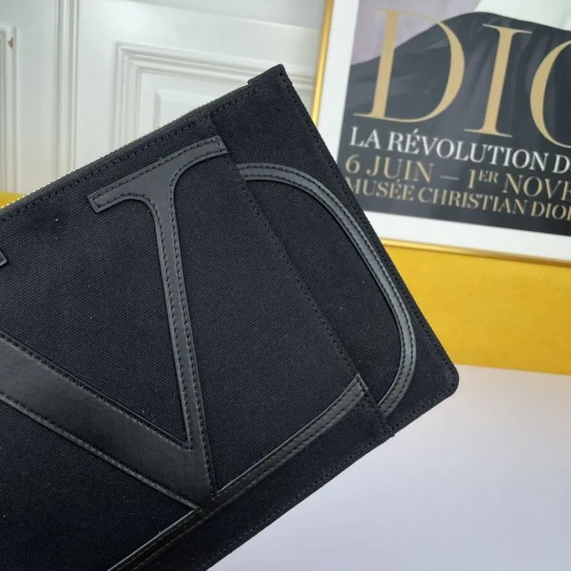 Valentino Black Canvas Clutch Bag - Image 4